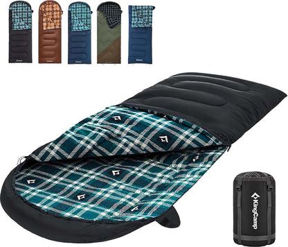 KingCamp Sleeping Bag for Adults, 100% Flannel XL Big and Tall