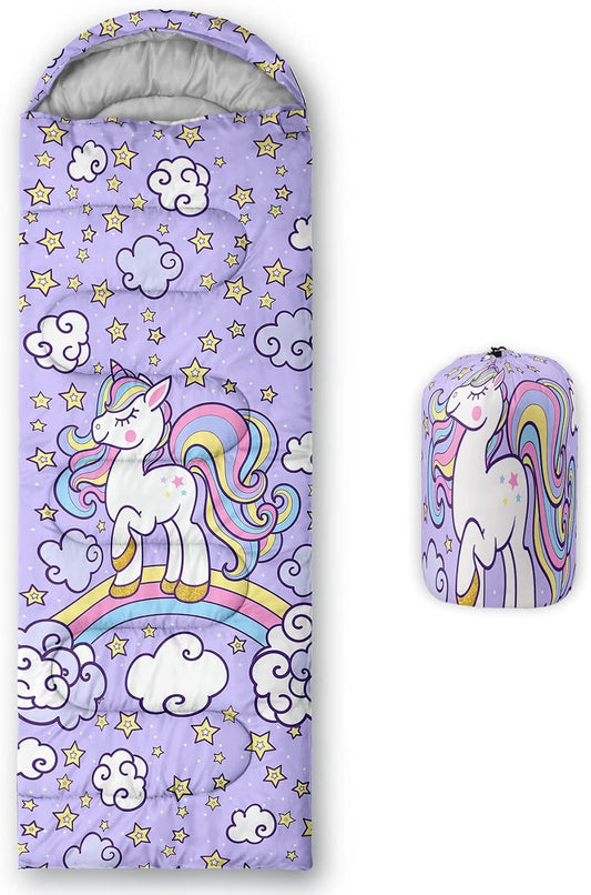 Axolotl Unicorn Sleeping Bag for Kids Boys Girls–Lightweight Warm Cold Weather Sleeping Bags,Waterproof Portable Sleeping Bag with Compression Sack for Camping Backpacking Outdoor Indoor