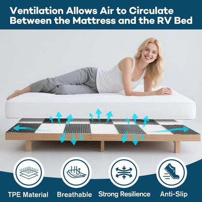 LILXIU Plastic Mattress Underlay 83 X 59 Inch Queen Size RV Under Mattress Pad Modular Interlocking Ventilation for RV Boat Camper