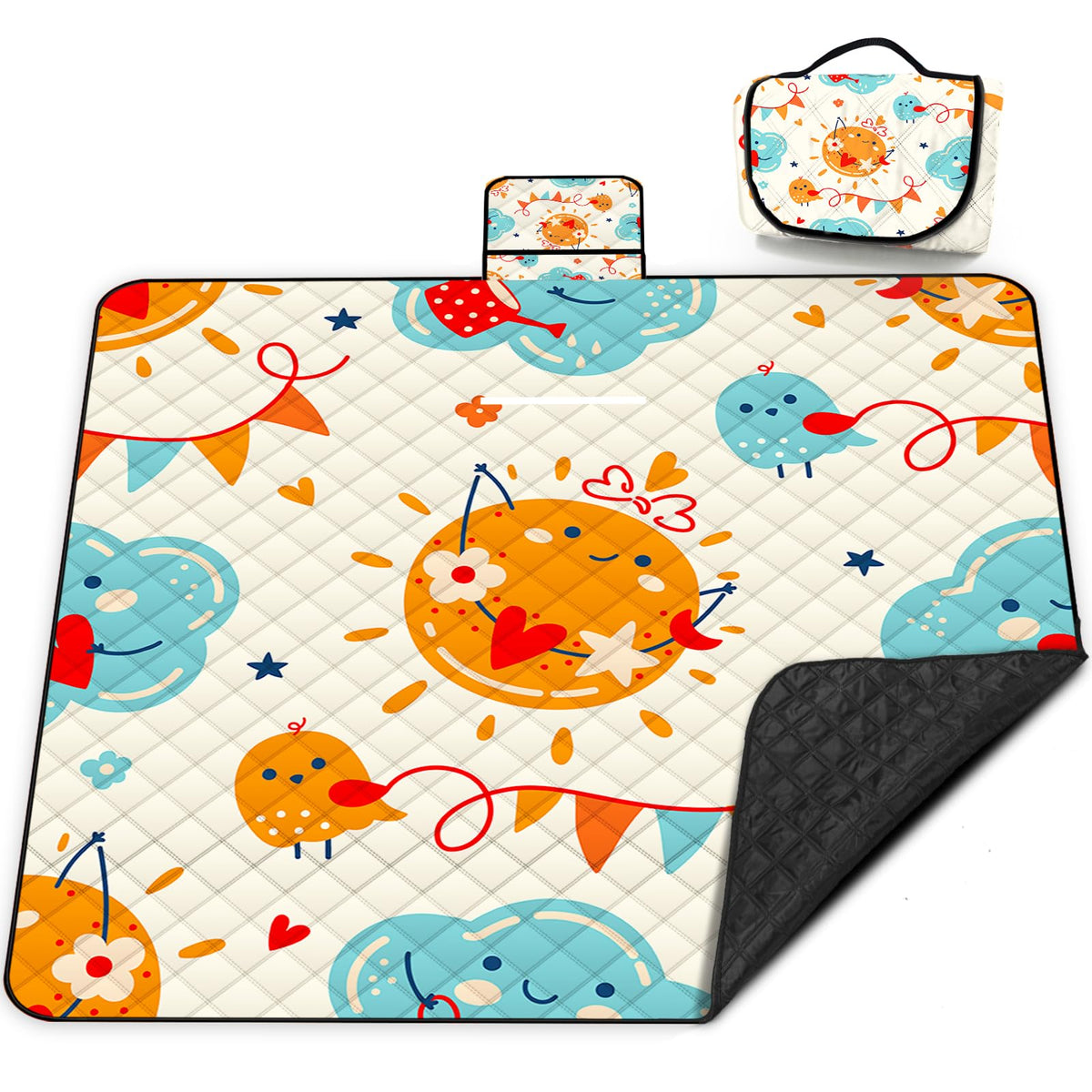 Extra Large Picnic Blanket Waterproof,80"x 80"Foldable Machine Washable Beach Blankets,Outdoor Blanket for 6-8 Adults,Picnic Mat Suitable for Indoor Crawling,Park Beach,Camping,Hiking,Travel( Blue)