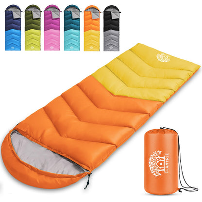 Sleeping Bags for Adults & Kids, Warm & Cool Weather, Lightweight Waterproof with Compression Bag, 3-4 Season for Camping, Hiking, Indoor & Outdoor Activities