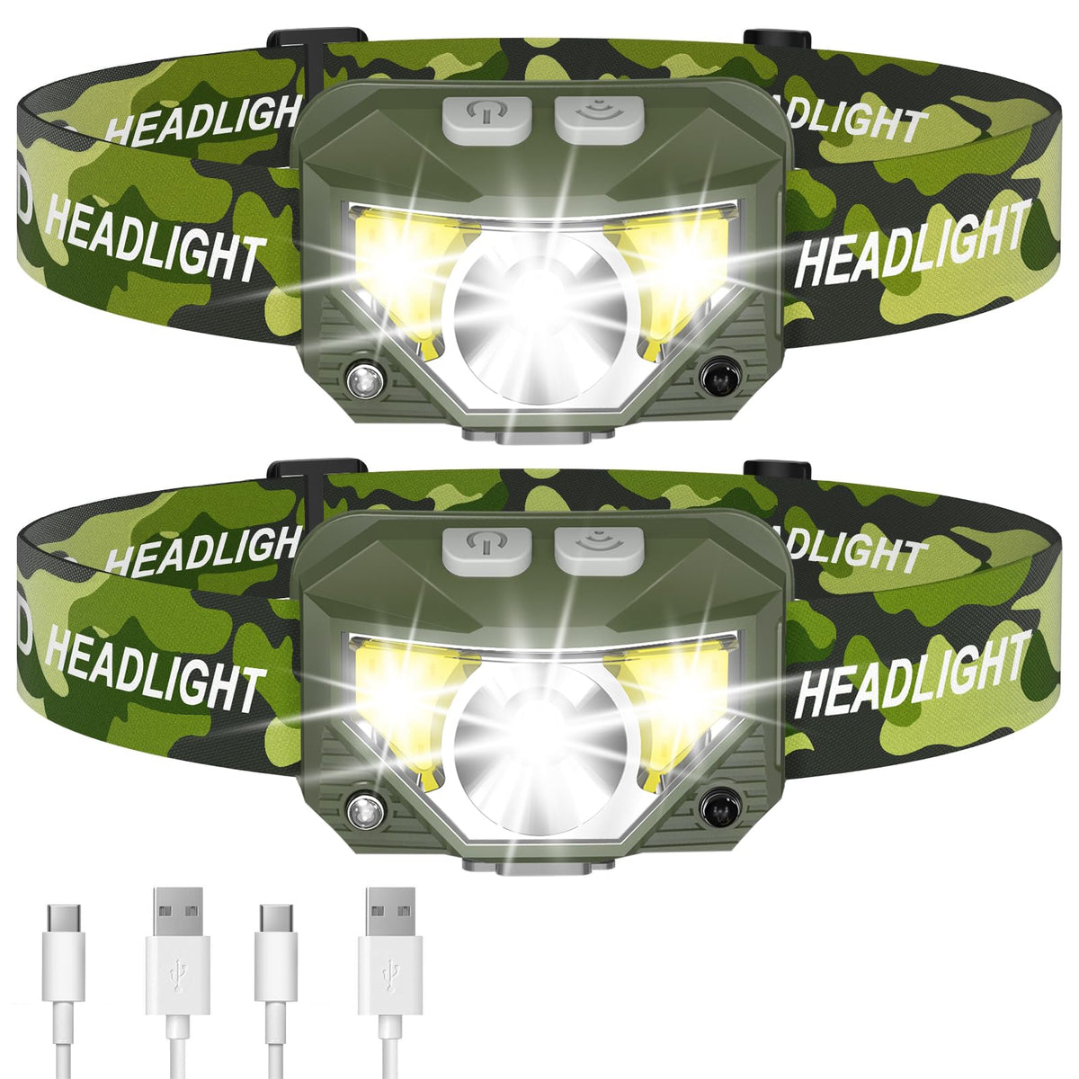 LHKNL Headlamp Flashlight, Lumen Bright Head Lamps LED Rechargeable Camping