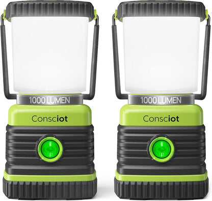 Consciot 1000LM Battery Powered LED Camping Lantern, 4 Light Mode, Dimmable