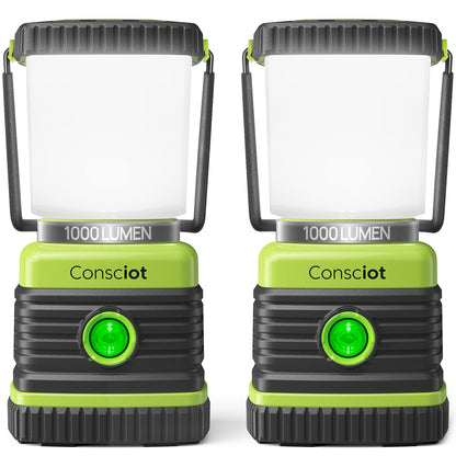 Consciot 1000LM Battery Powered LED Camping Lantern, 4 Light Mode, Dimmable