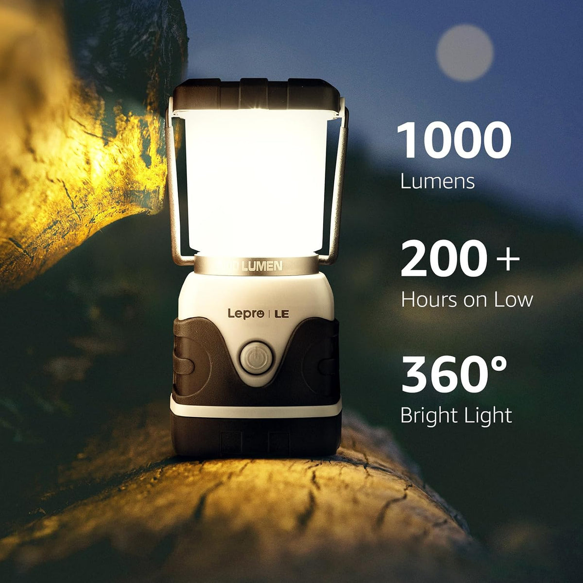 Lepro 1000LM Battery Powered LED Camping Lantern with 4 Light Modes, White