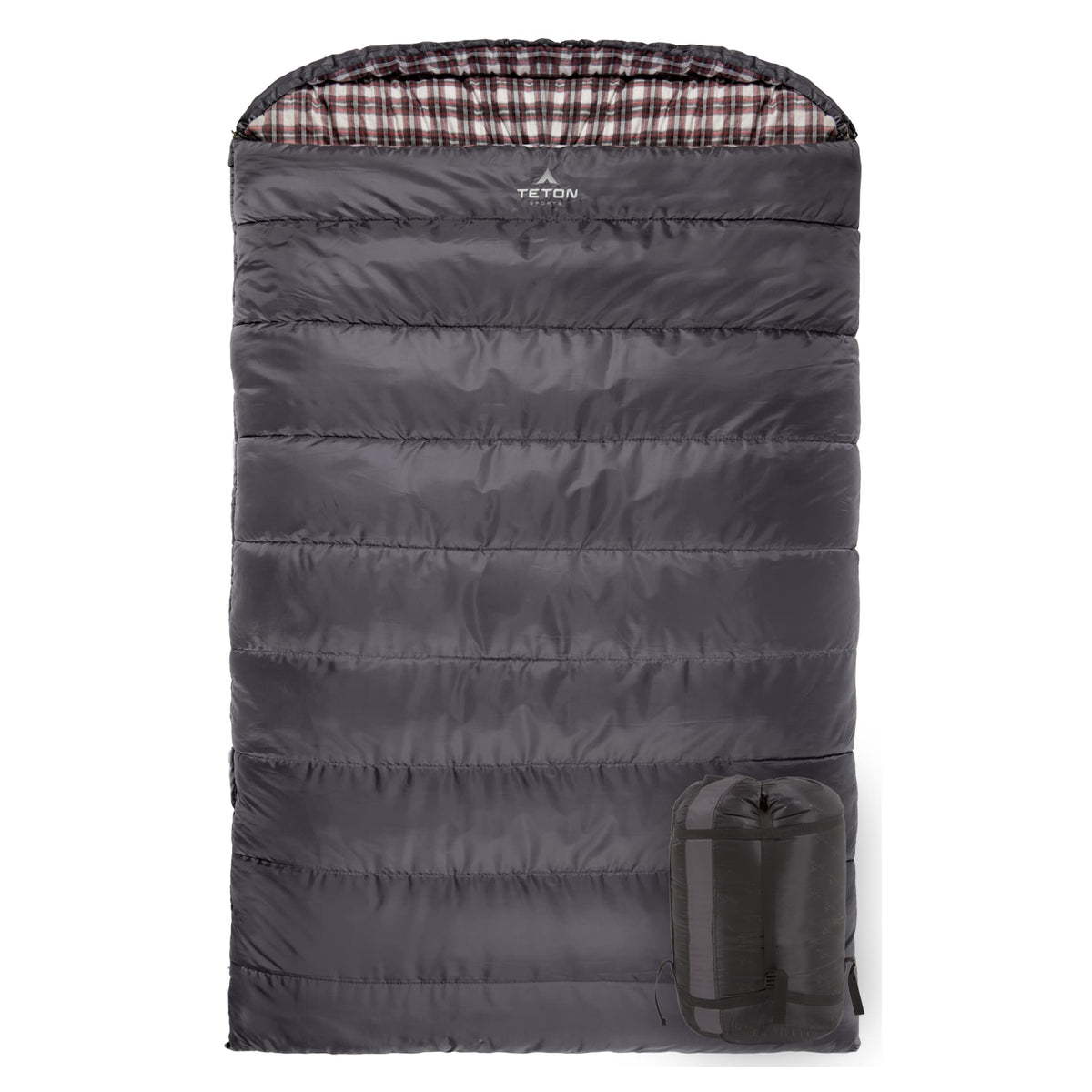 Teton Mammoth Queen Size Double Sleeping Bag- A Warm Bag the Whole Family can Enjoy – Great for Camping, Hunting and Base Camp. Compression Sack Included