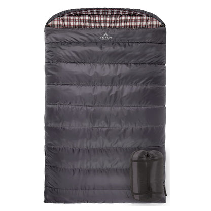 Teton Mammoth Queen Size Double Sleeping Bag- A Warm Bag the Whole Family can Enjoy – Great for Camping, Hunting and Base Camp. Compression Sack Included