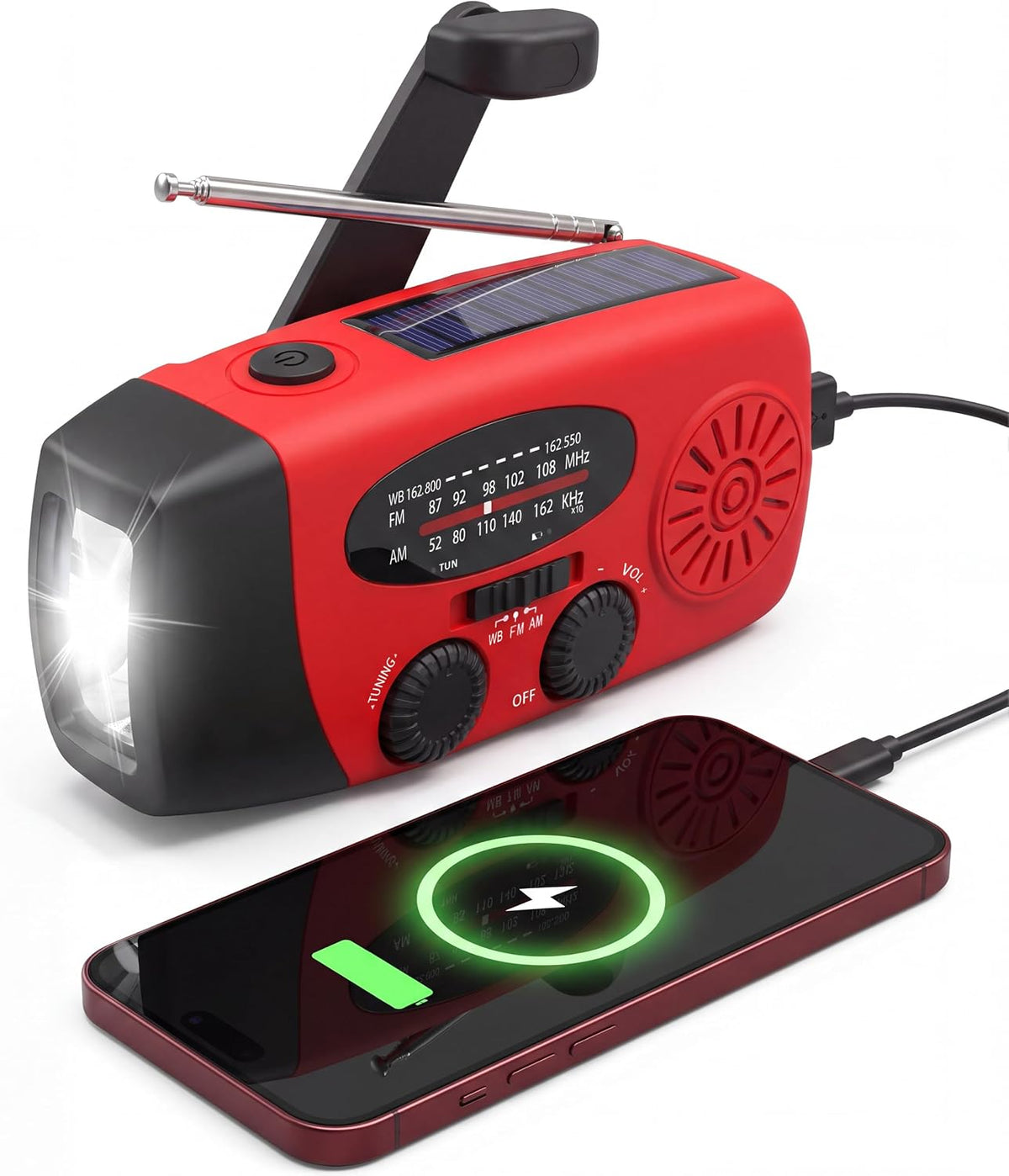 RunningSnail Hand Crank Radio with Flashlight, NOAA/AM/FM Emergency Radio