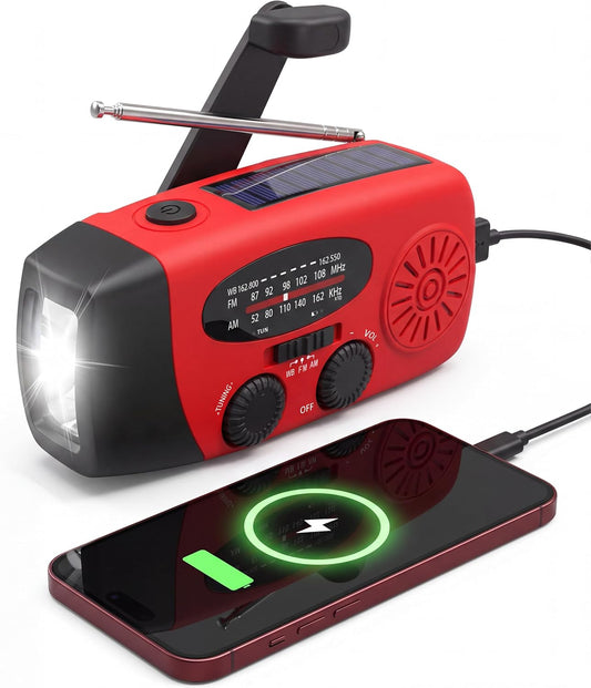 RunningSnail Hand Crank Radio with Flashlight, NOAA/AM/FM Emergency Radio