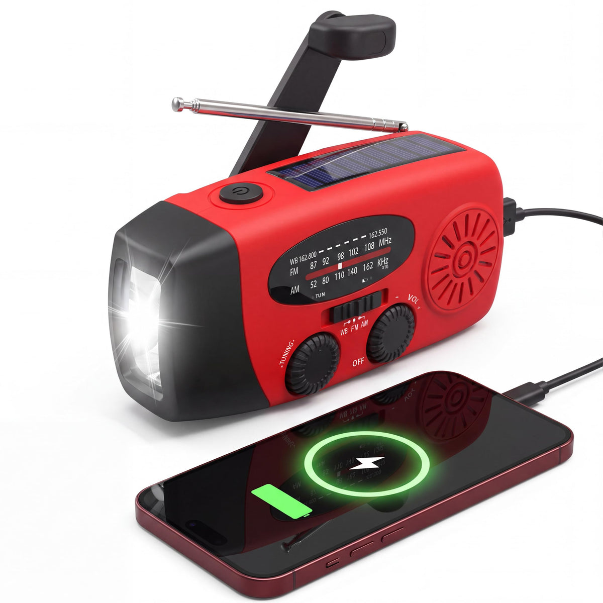 RunningSnail Hand Crank Radio with Flashlight, NOAA/AM/FM Emergency Radio