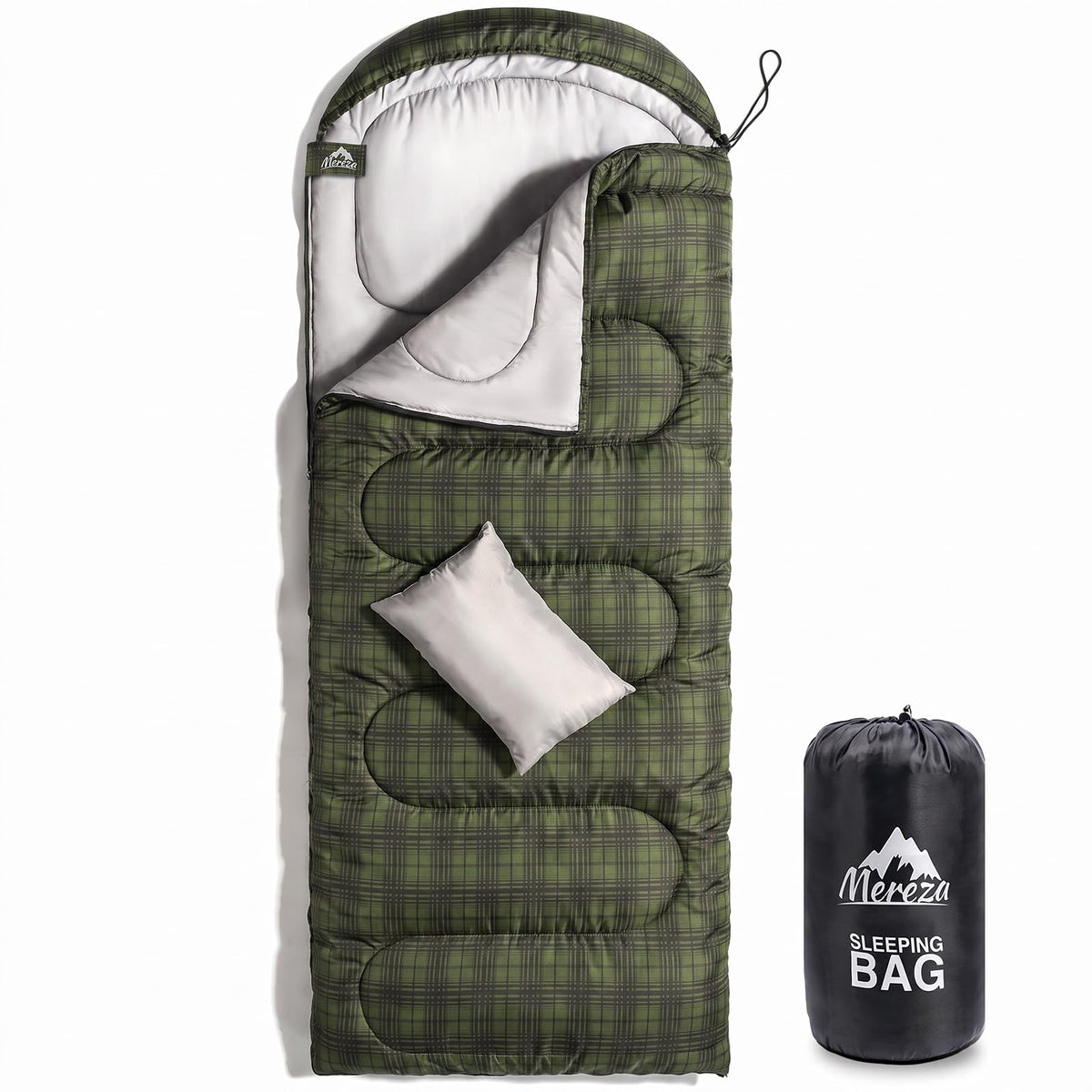 MEREZA 0 Degree Winter Sleeping Bag for Adults Kids with Pillow, Cold Weather Sleeping Bag for 4 Season Camping Hiking Backpacking Sleeping Bags for Big and Tall