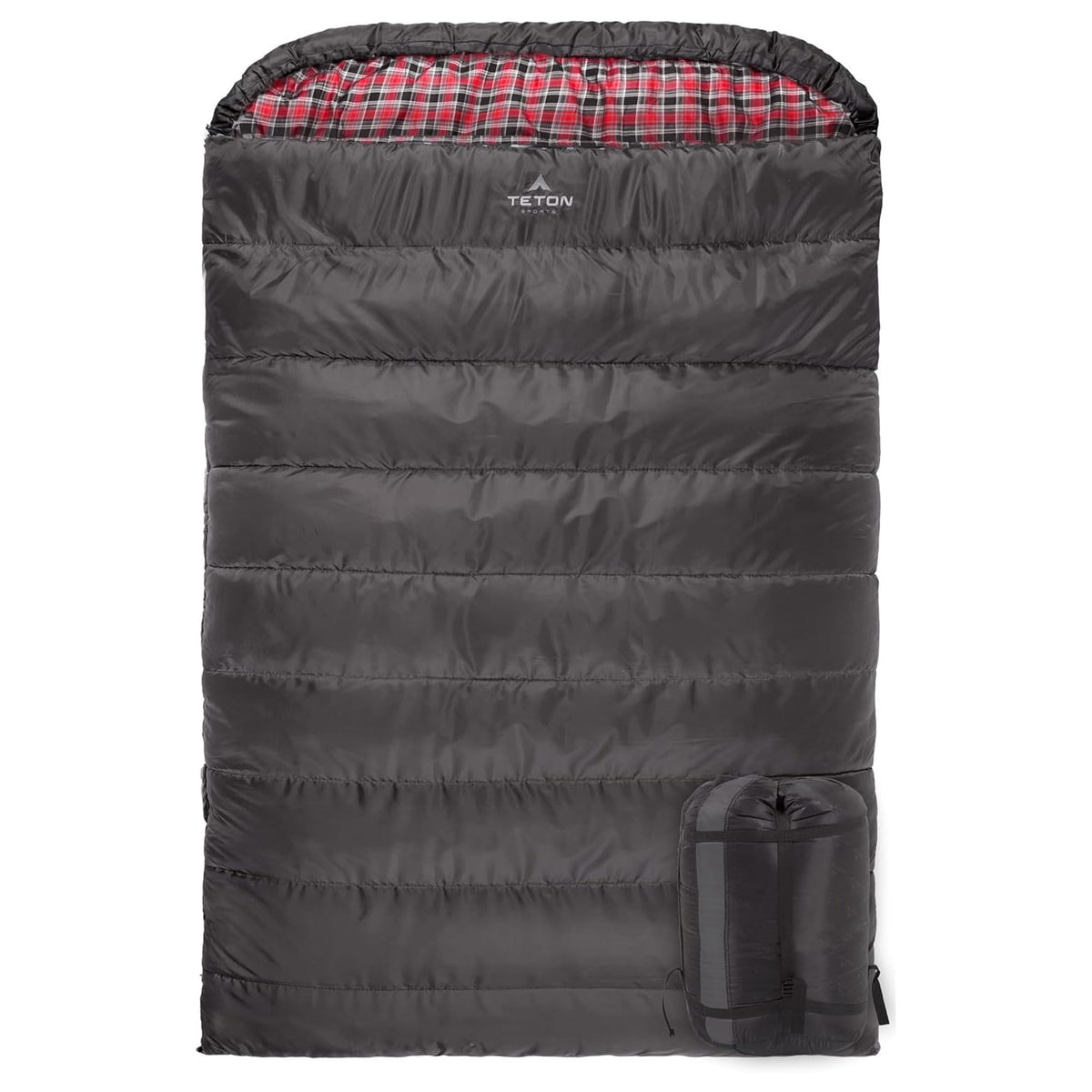 Teton Mammoth Queen Size Double Sleeping Bag- A Warm Bag the Whole Family can Enjoy – Great for Camping, Hunting and Base Camp. Compression Sack Included