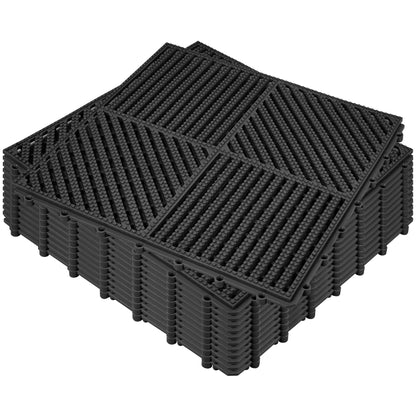 ToLanbbt Modular Interlocking Cushion 12P 11.8" x 11.8" Interlocking Rubber Floor Drain Holes Non-Slip Splicing Drainage Mats for Deck, Shower, Kitchen, Drain Pool, Sauna Bath, Indoor Outdoor (Black)