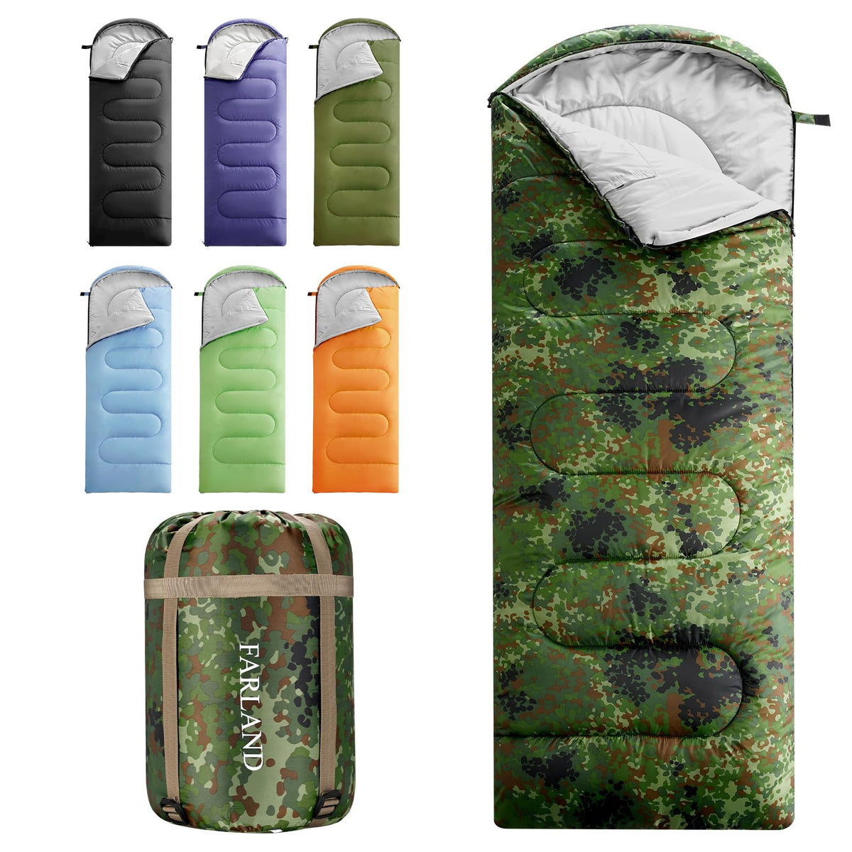 FARLAND Sleeping Bag for Adults, Teens and Kids - 3 Season Camping Gear