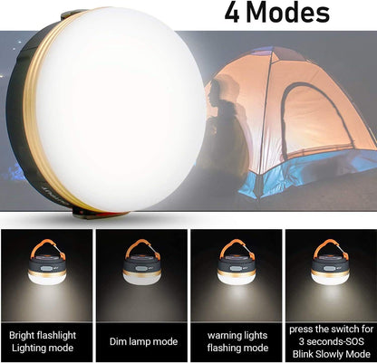 Censinda LED Camping Lantern, 1800mAh Rechargeable Portable Tent Light, 300LM,3 Light Modes, with Magnet Base,Electric Lantern Flashlight for Camping/Hiking/Fishing/Hurricane/Emergency(2 Packs)