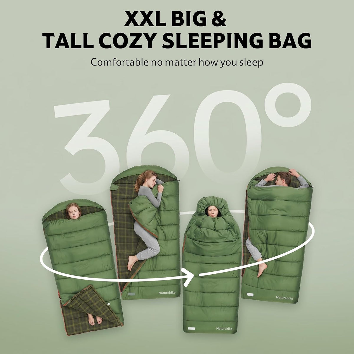 Naturehike Big & Tall Flannel Sleeping Bag for Adults