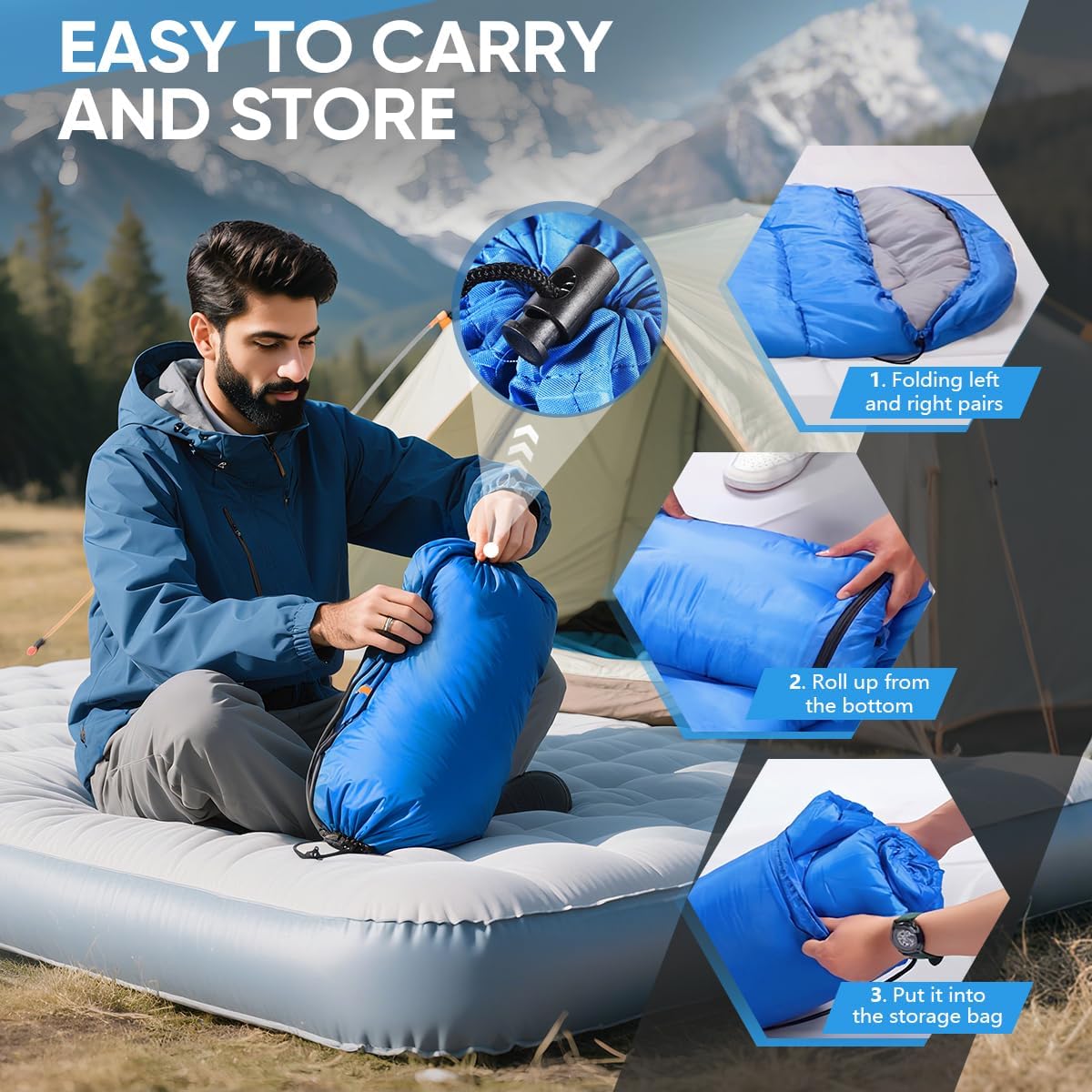 OBTANIM Sleeping Bags Portable Waterproof Camping Sleeping Bag for Adults Kids 4 Seasons Cold Weather or Warm Backpacking Hiking Travel Indoor Outdoor Use