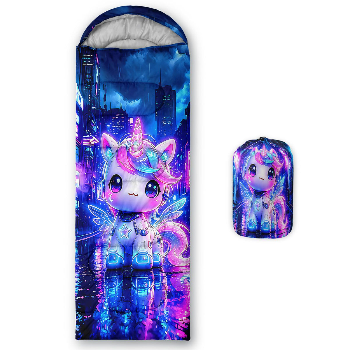 QOOMO Axolotl Cute Camping Sleeping Bags,3 Season Warm & Cool Weather,Lightweight,Waterproof Sleeping Bags for Adults & Kids,Traveling,and Outdoors
