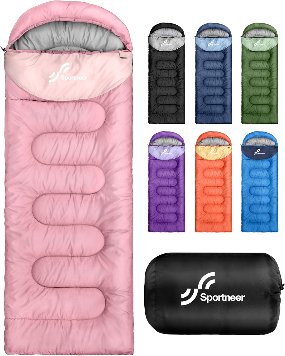 Sportneer Sleeping Bag, 3 Seasons Warm Cold Weather Sleeping Bags for Adults Kids Boys Girls with Compression Sack- Lightweight Camping Essentials Gear Accessories, Backpacking, Hiking