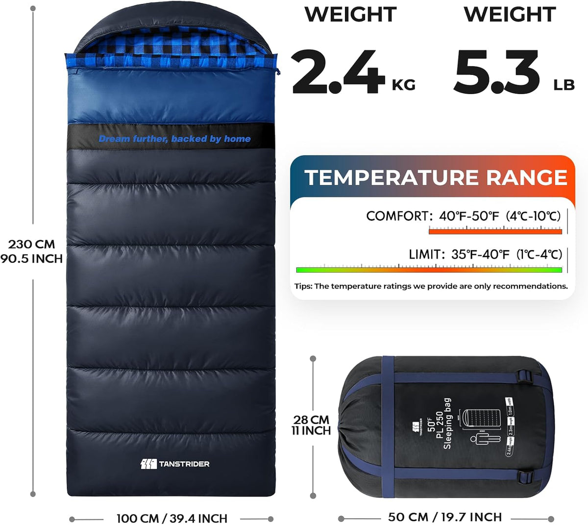 Cotton Flannel XXL Sleeping Bags for Adults Cold Weather