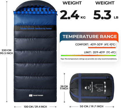 Cotton Flannel XXL Sleeping Bags for Adults Cold Weather
