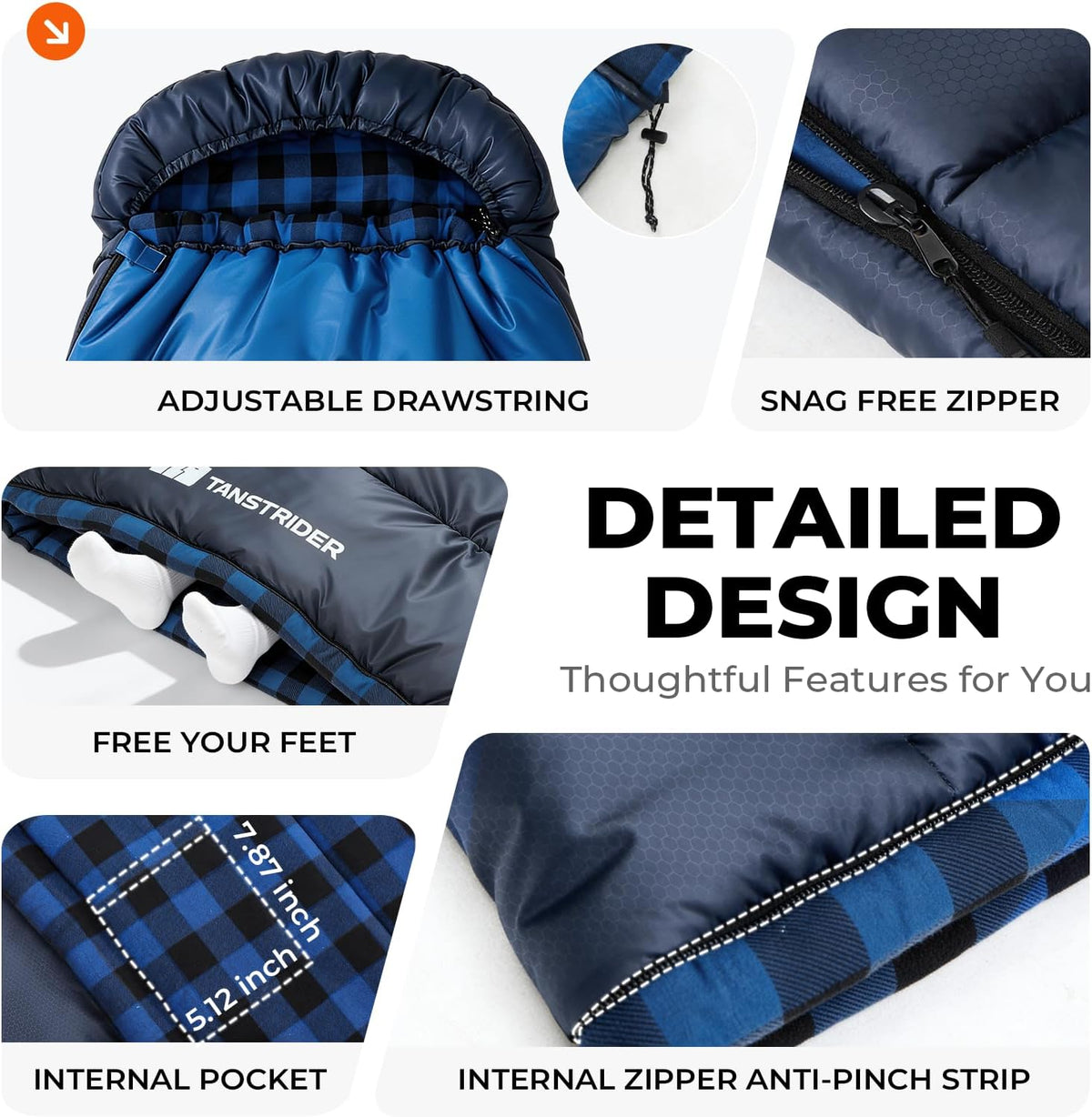 Cotton Flannel XXL Sleeping Bags for Adults Cold Weather