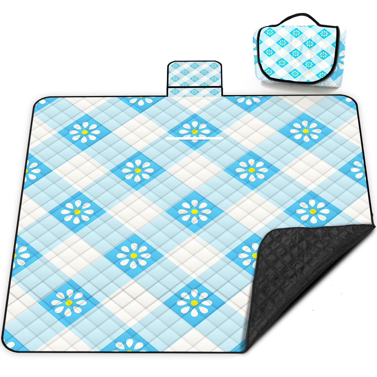 Extra Large Picnic Blanket Waterproof,80"x 80"Foldable Machine Washable Beach Blankets,Outdoor Blanket for 6-8 Adults,Picnic Mat Suitable for Indoor Crawling,Park Beach,Camping,Hiking,Travel( Blue)