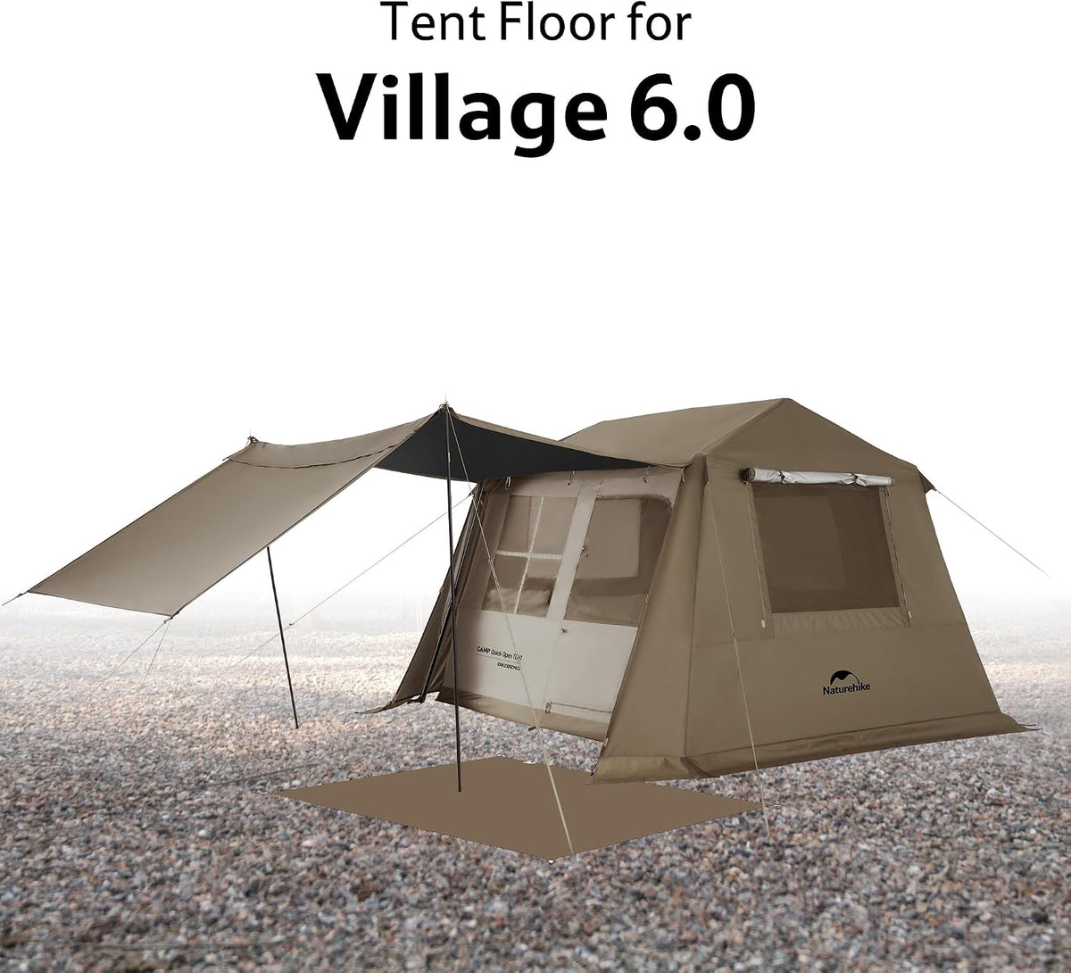 Naturehike Village Tent Footprint,Waterproof PU 3000mm Wear-Resistant Groundsheet Floor Mat