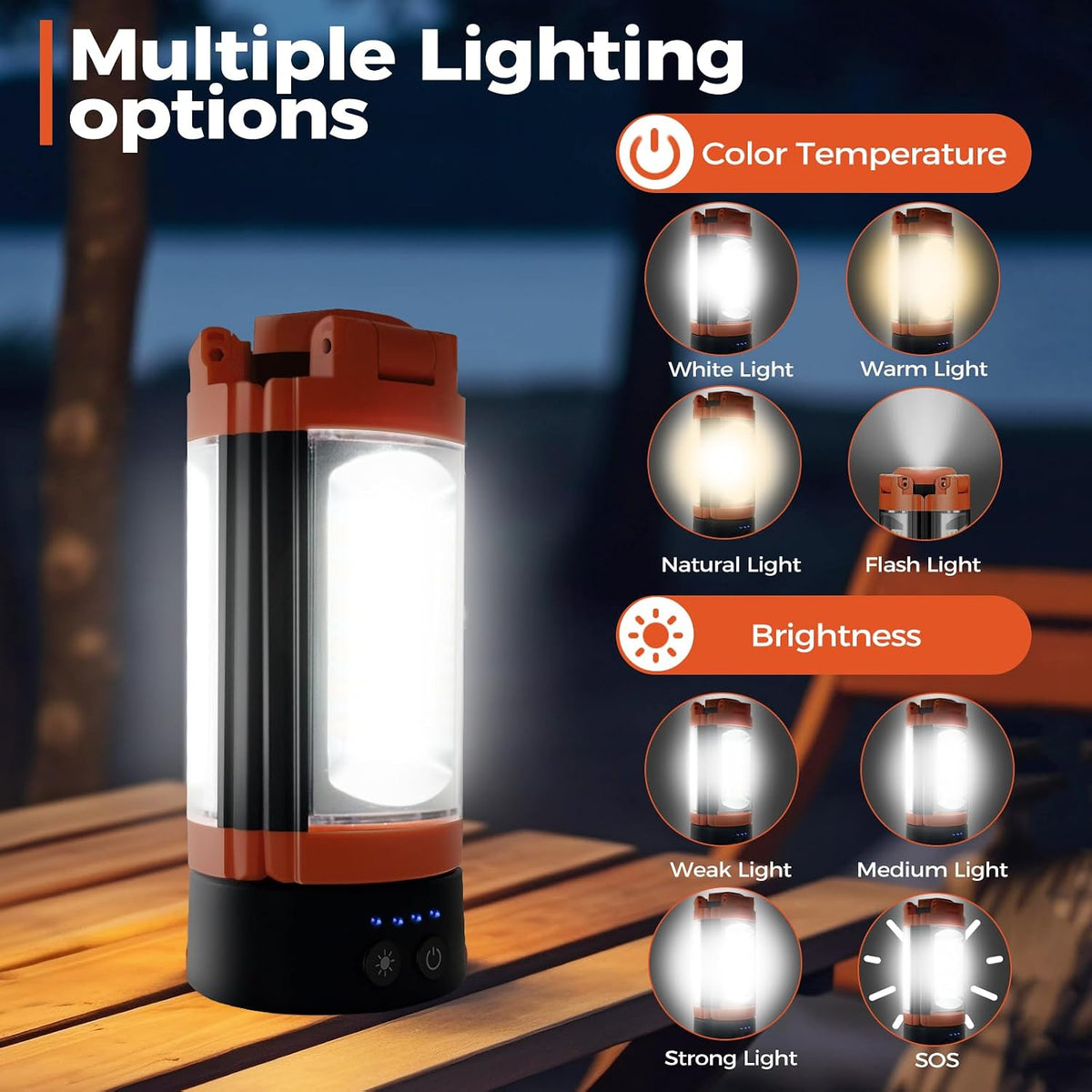 Rechargeable 12000mAh Camping Light with Adjustable Stand