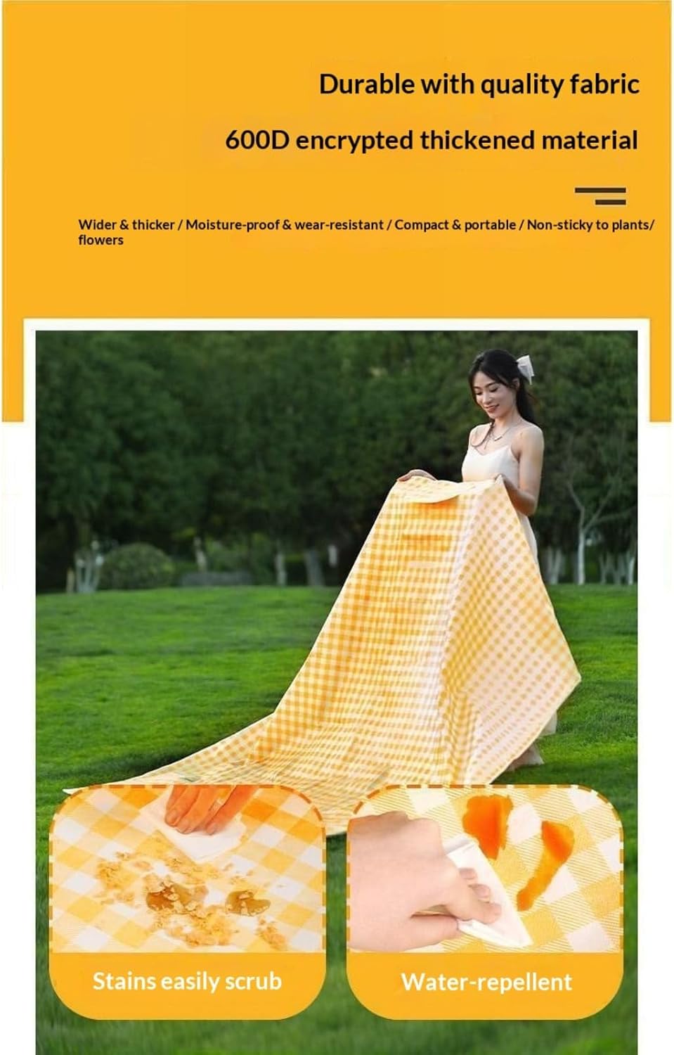 Waterproof Picnic Blanket Outdoor, Thick Moisture-Proof Camping Mat & Beach Pad, Portable Folding Ground Sheet for Patio Lawn, Washable (Multiple Sizes) (Green,200 * 200cm)