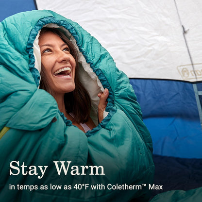 Coleman Big Bay 0/20/40°F Cold-Weather Sleeping Bag, Adult Mummy Sleeping Bag with Headrest, Foot Ventilation, & Storage Sack, Big & Tall Options