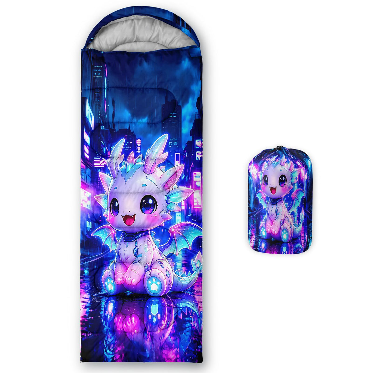 QOOMO Axolotl Cute Camping Sleeping Bags,3 Season Warm & Cool Weather,Lightweight,Waterproof Sleeping Bags for Adults & Kids,Traveling,and Outdoors
