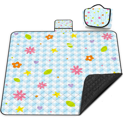Extra Large Picnic Blanket Waterproof,80"x 80"Foldable Machine Washable Beach Blankets,Outdoor Blanket for 6-8 Adults,Picnic Mat Suitable for Indoor Crawling,Park Beach,Camping,Hiking,Travel( Blue)