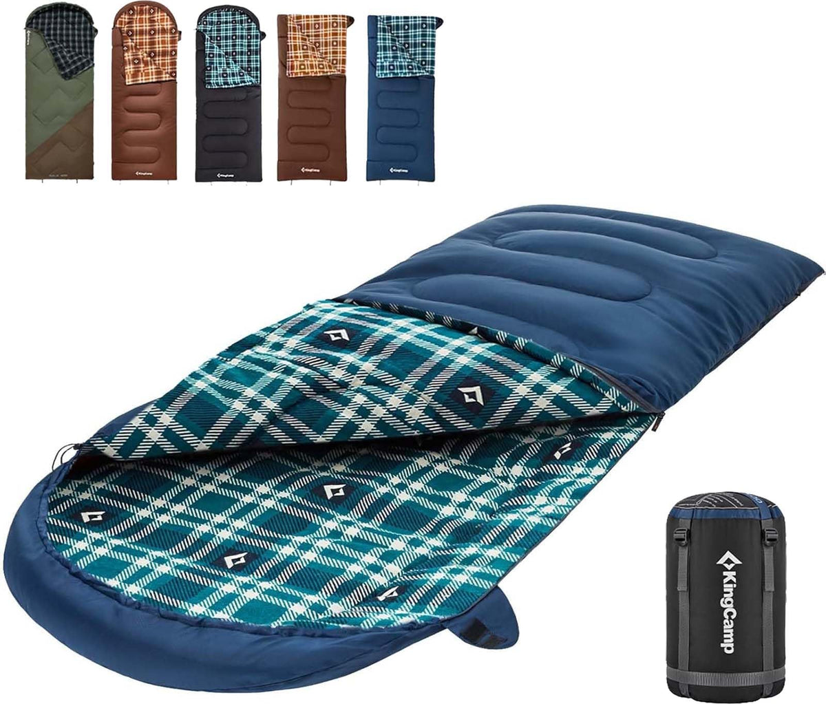 KingCamp Sleeping Bag for Adults, 100% Flannel XL Big and Tall