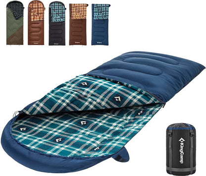 KingCamp Sleeping Bag for Adults, 100% Flannel XL Big and Tall