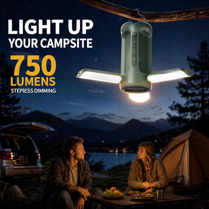 Camping Lantern Rechargeable, 3-in-1 Foldable Tent Light & Flashlight, 1500LM, 10000mAh, IP54 Water Resistant, 1/4" Screw Base, Stepless Dimming, 5 Modes for Camping, Hiking, Power Outages