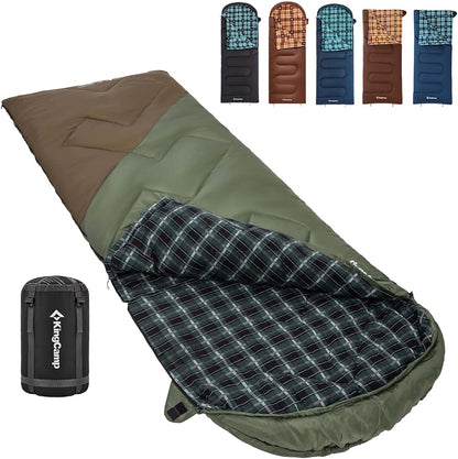 KingCamp Sleeping Bag for Adults, 100% Flannel XL Big and Tall