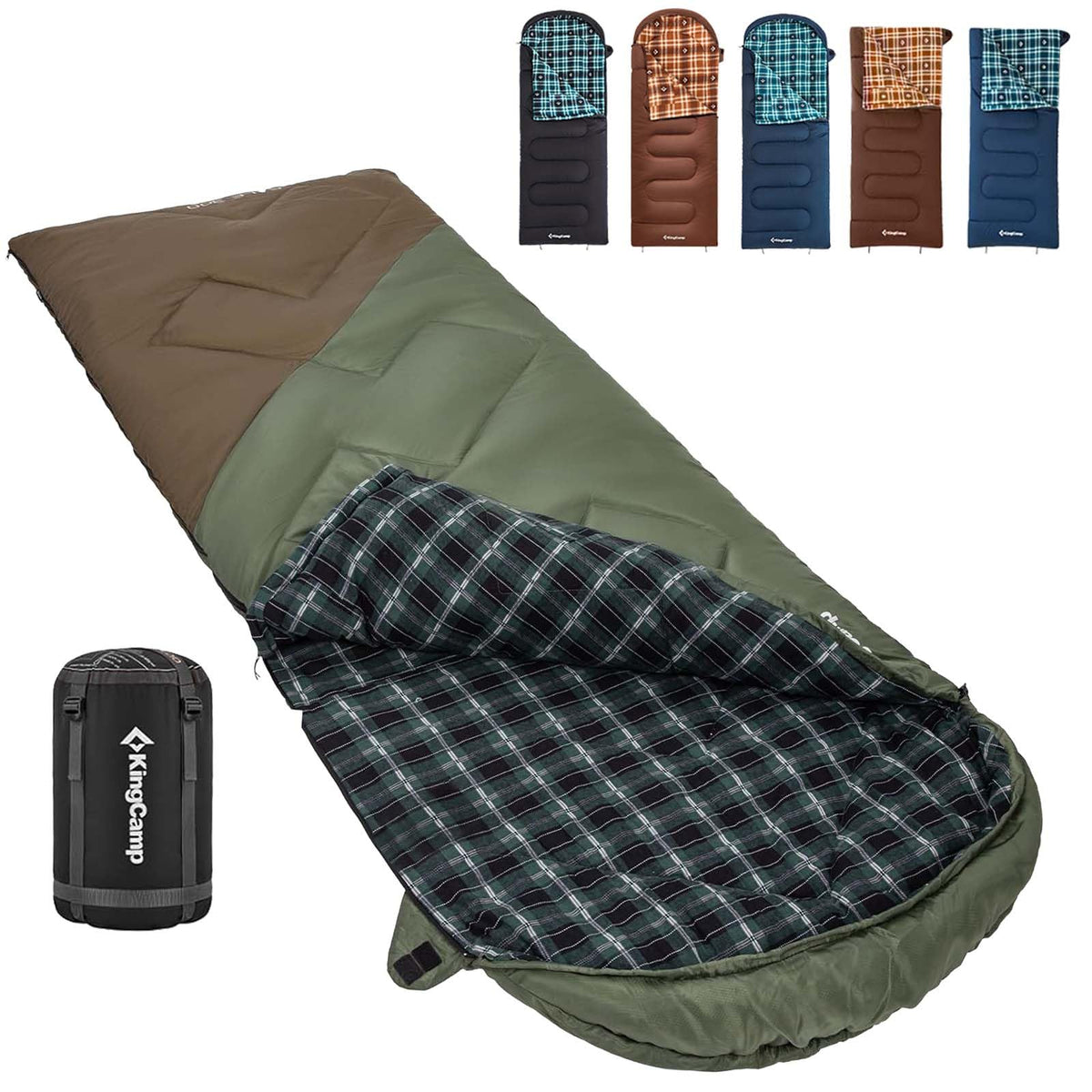 KingCamp Sleeping Bag for Adults, 100% Flannel XL Big and Tall