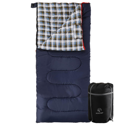 REDCAMP Cotton Flannel Sleeping Bag for Camping Backpacking, Adults Cold Weather Envelope Sleeping Bags with 2/3/4/6lbs Filling