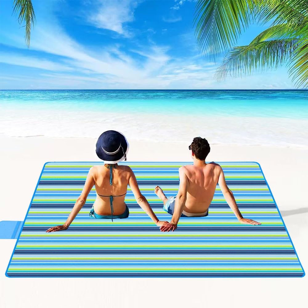 Lchkrep Picnic Blanket Beach Blankets 80"x60" Large Sandproof Waterproof Camping Portable Travel Blanket Play Mat for Outdoor Indoor Family Beach Park Grass,Hiking, Music Festival