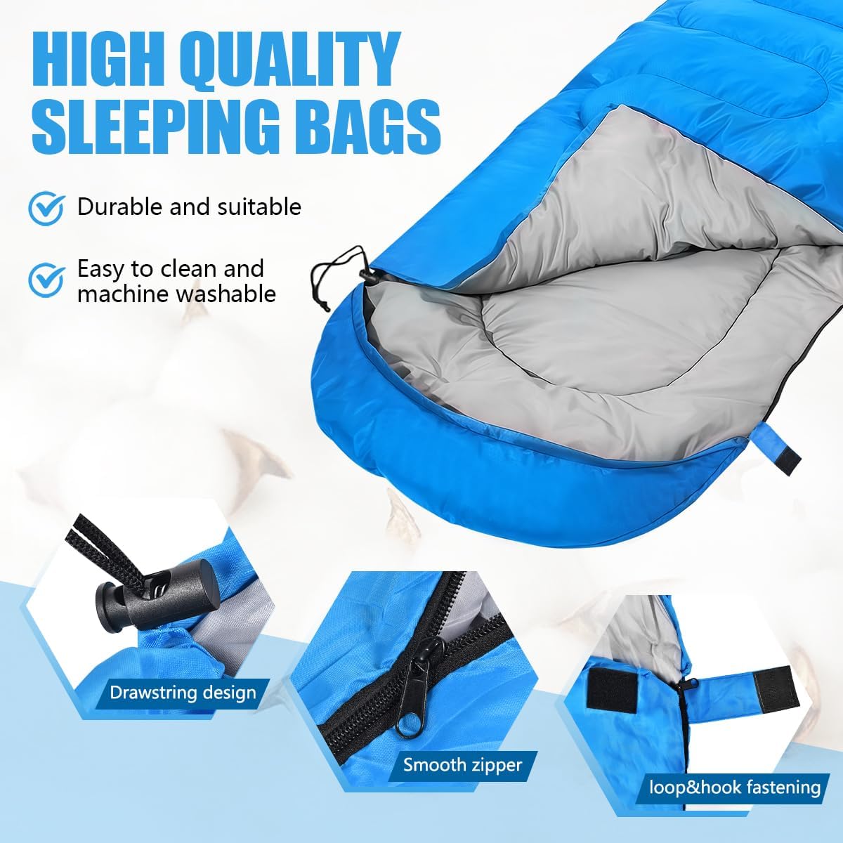 Camping Sleeping Bags for Adults Kids Waterproof Lightweight Sleeping Bag for Cold Weather or Warm Backpacking Hiking Mountaineering Indoor Outdoor Use