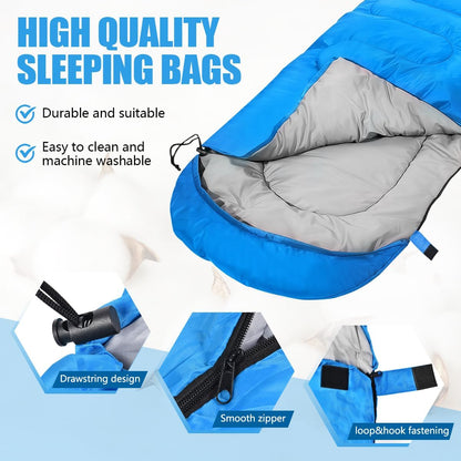Camping Sleeping Bags for Adults Kids Waterproof Lightweight Sleeping Bag for Cold Weather or Warm Backpacking Hiking Mountaineering Indoor Outdoor Use