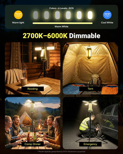 SakerNeo 20000mAh Rechargeable Camping Light with Stand,Portable Work Light