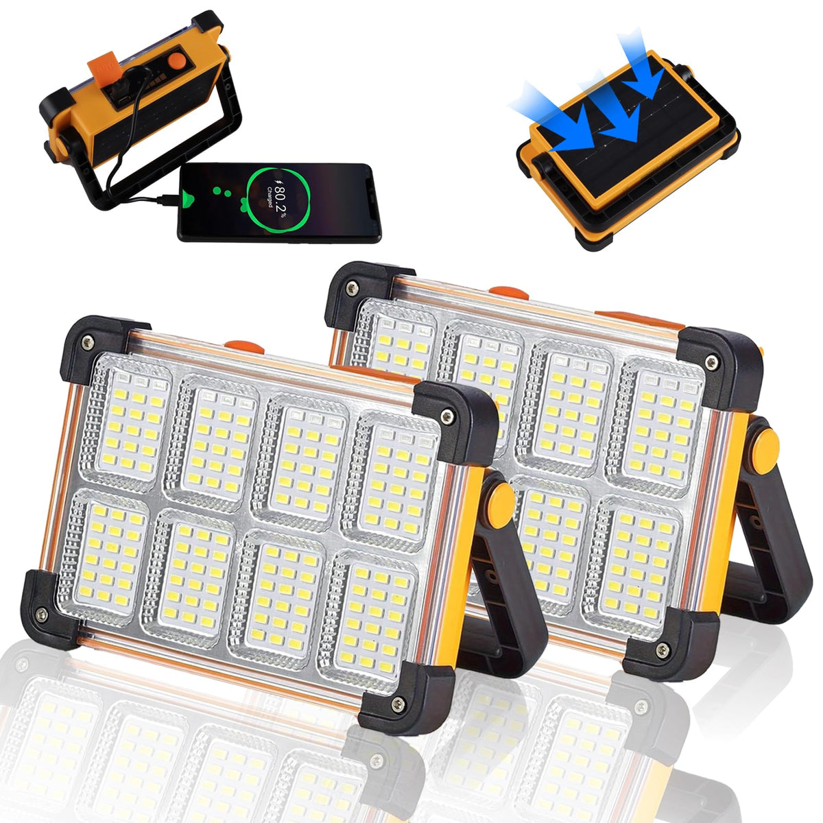 YXQUA 120W Solar Rechargeable Work Light, 144 LED 10000LM, IP65
