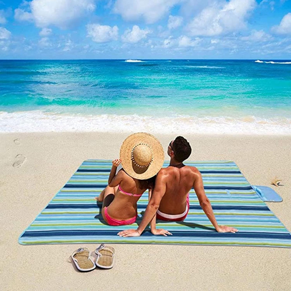 Lchkrep Picnic Blanket Beach Blankets 80"x60" Large Sandproof Waterproof Camping Portable Travel Blanket Play Mat for Outdoor Indoor Family Beach Park Grass,Hiking, Music Festival