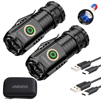 UNROEVS 2 Pack Mini Flashlights,Rechargeable flashlights 2550 Lumens