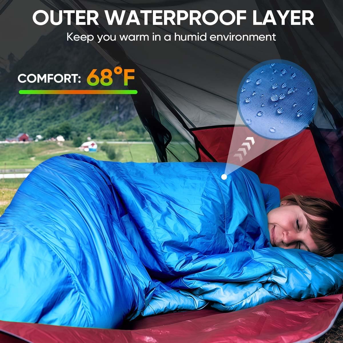 OBTANIM Sleeping Bags Portable Waterproof Camping Sleeping Bag for Adults Kids 4 Seasons Cold Weather or Warm Backpacking Hiking Travel Indoor Outdoor Use