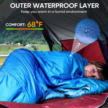 OBTANIM Sleeping Bags Portable Waterproof Camping Sleeping Bag for Adults Kids 4 Seasons Cold Weather or Warm Backpacking Hiking Travel Indoor Outdoor Use