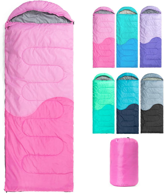 Sleeping Bag - 3 Seasons for Adults Boys Girls Camping Hiking - Warm Cold Weather Lightweight Portable with Compression Bag for Backpacking in Spring, Summer, Fall and Winter