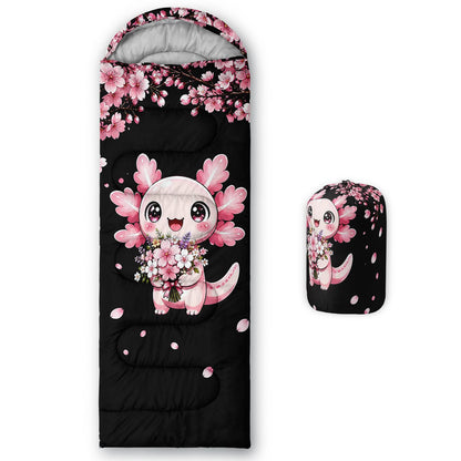 QOOMO Axolotl Cute Camping Sleeping Bags,3 Season Warm & Cool Weather,Lightweight,Waterproof Sleeping Bags for Adults & Kids,Traveling,and Outdoors
